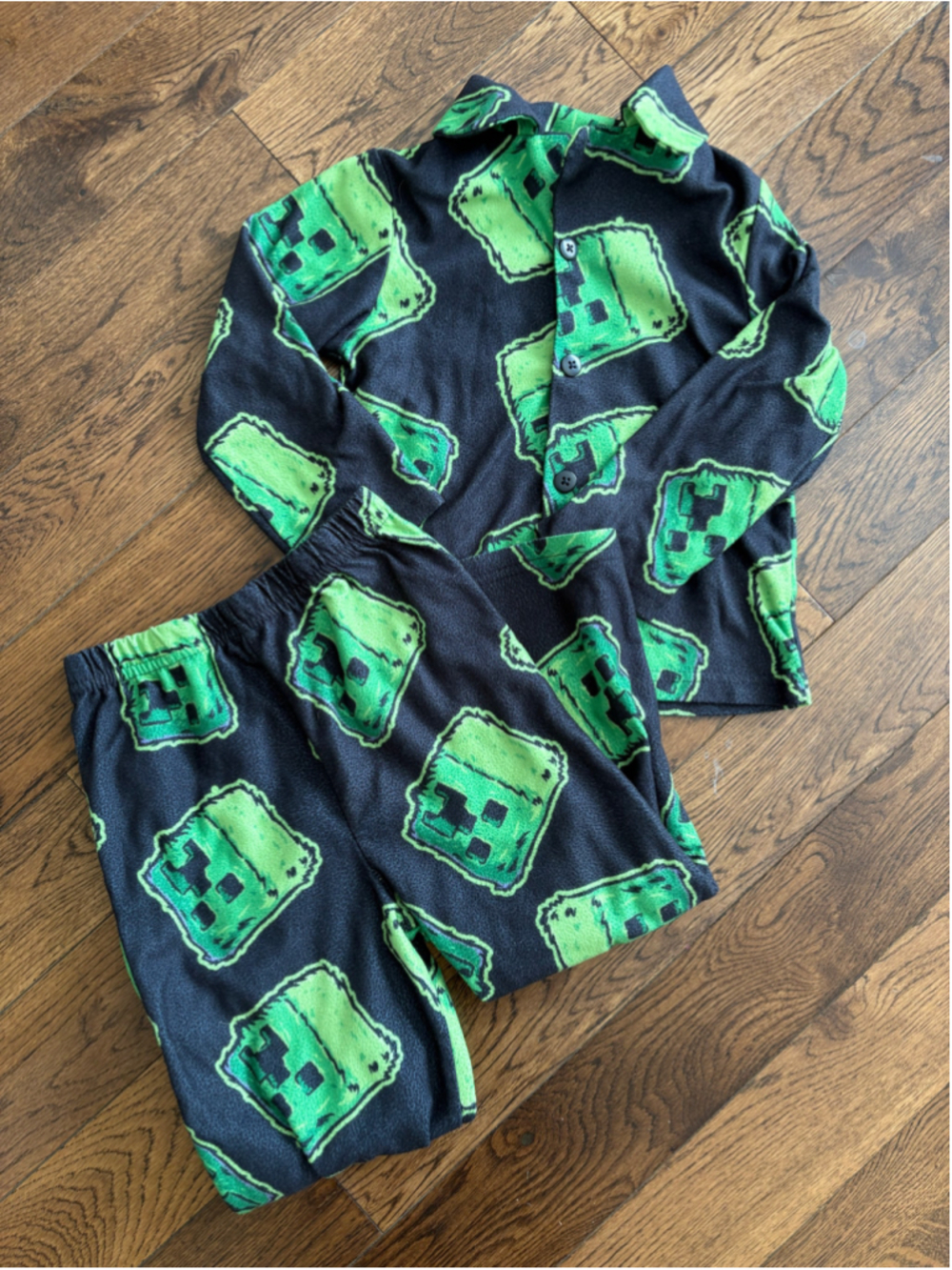 Minecraft Pajama Set Boys Size 4 Black Green Creeper Print